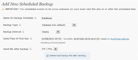 WordPress Database Backup
