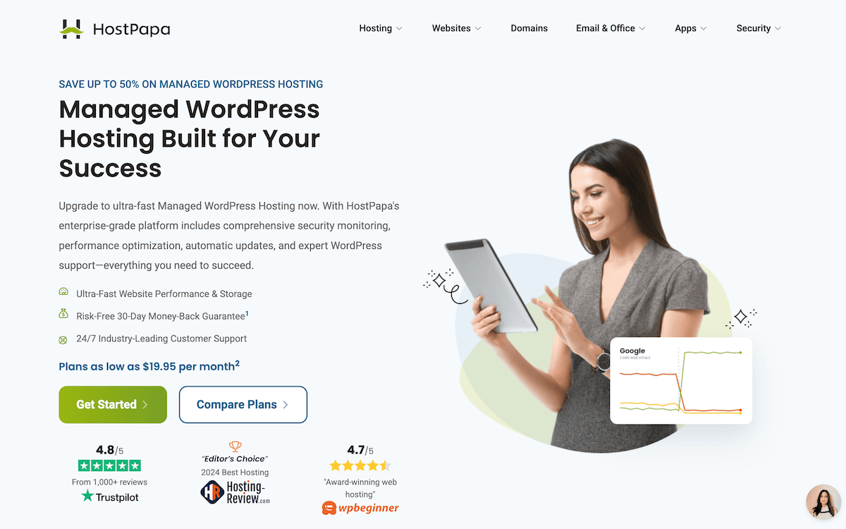 The HostPapa home page.