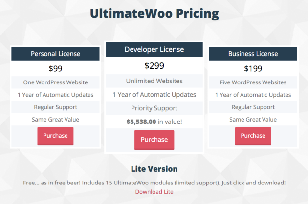 UltimateWoo pricing