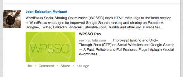 Example of a LinkedIn share