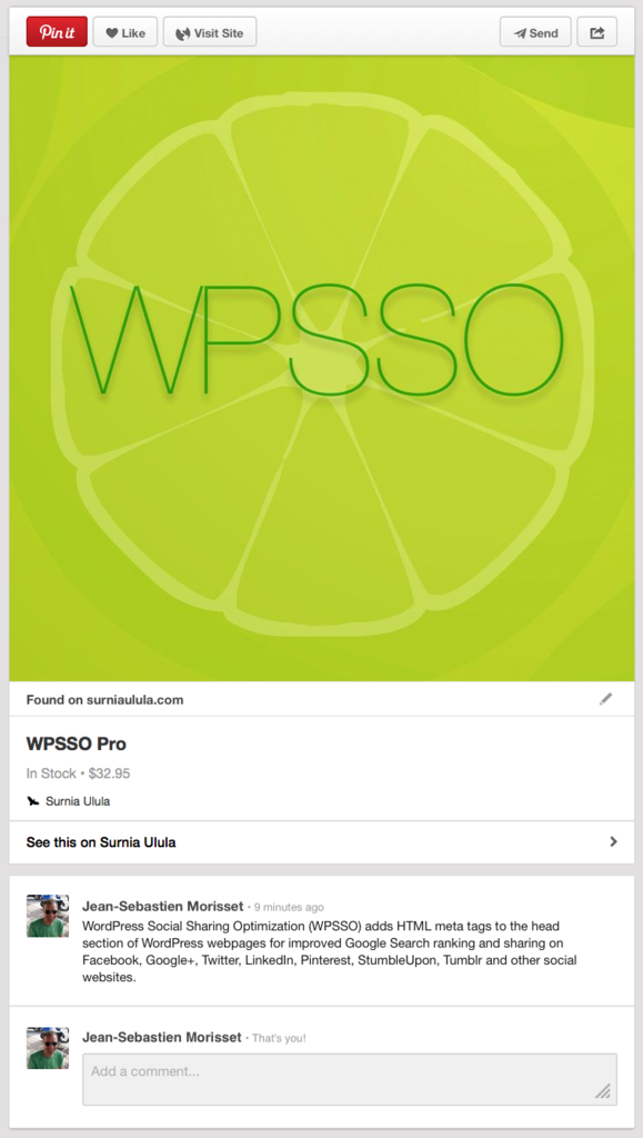 Example of a Pinterest product pin