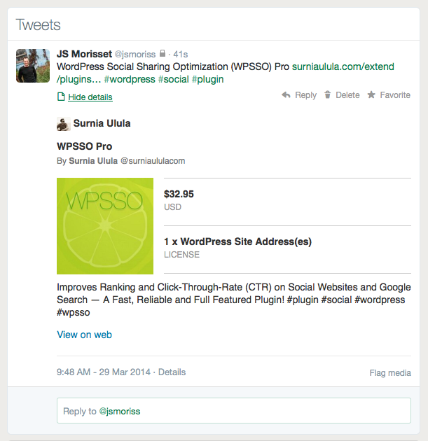Example of a Twitter Card