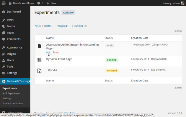 Managing multiple experiments