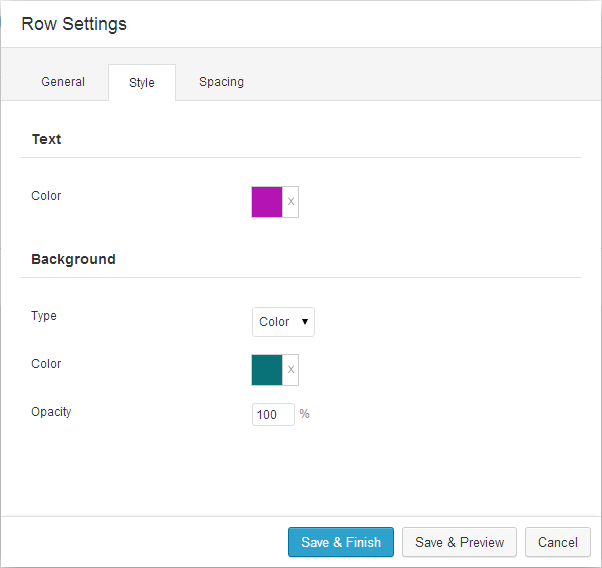 Row settings