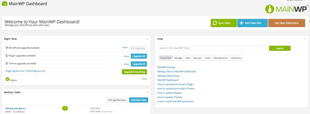 The MainWP Dashboard