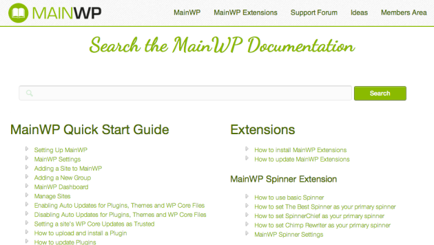 mainwp documentation