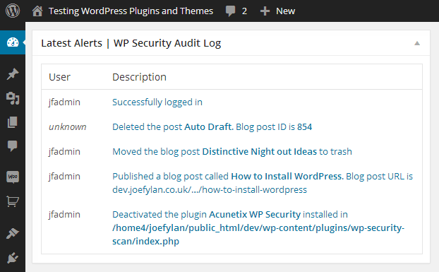 Dashboard Widget