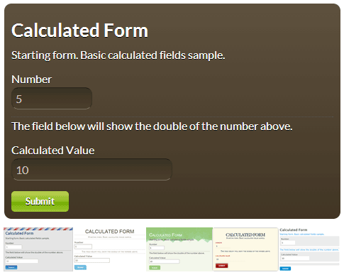 Calculated Fields Form Templates