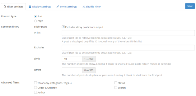 Filter-Settings