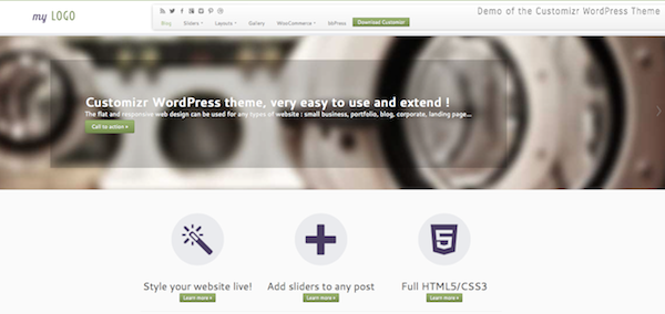 Customizr maintains balance while still featuring prominent CTAs.