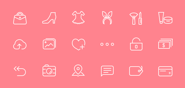 36 chic female icons with psd