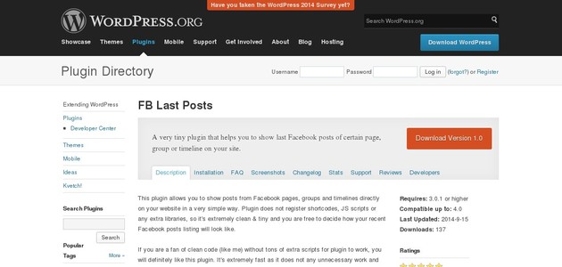 Fb last posts: show the latest content from any facebook profile