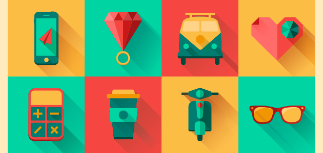 Flat hipster icons design pack
