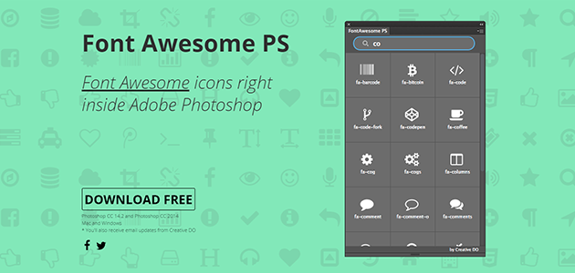 Font Awesome Icons Right Inside Photoshop