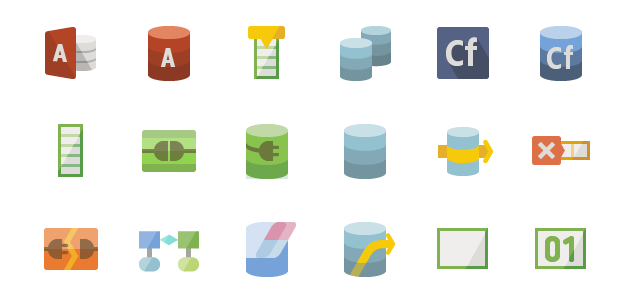 Flat Database Icons