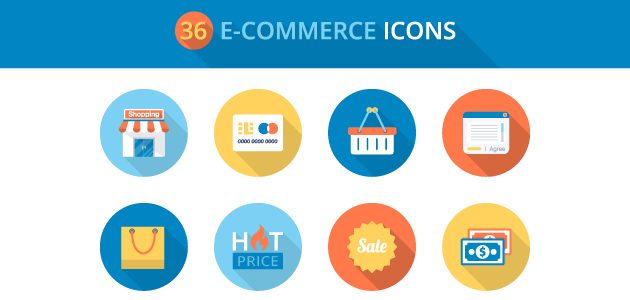 Flat E-commerce Icons Set (PSD, PNG, AI and EPS)