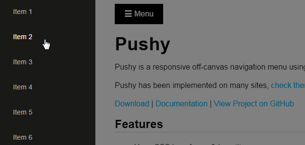 Pushy: Off-Canvas Navigation Menu