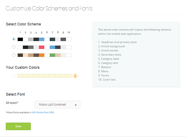 WordPress Mobile Pack - Color Schemes