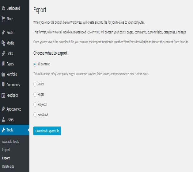 export page