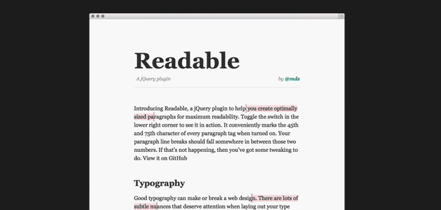 Readable: Readable Paragraphs JQuery Plugin