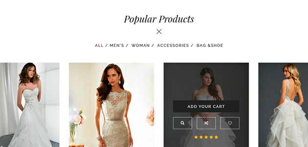 Wedded: Clean Wedding Dresses Website PSD Template