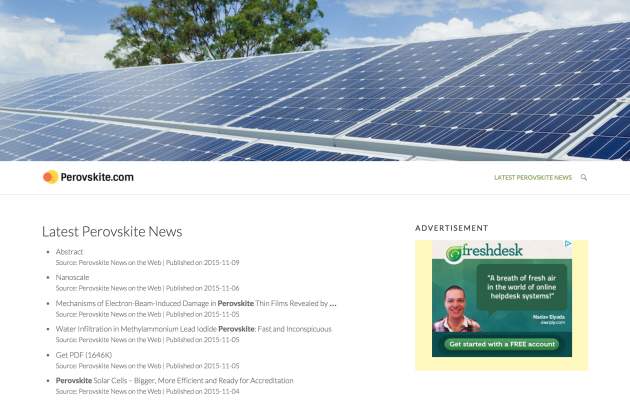Rob Freeman's Perovskite.com website built using WP RSS Aggregator