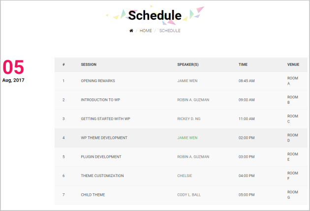 12 - schedule list style