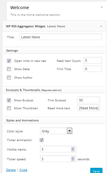 WP RSS Aggregator Widget