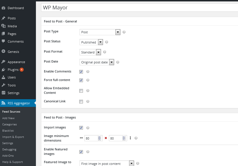 WP RSS Aggregator Feed to Post