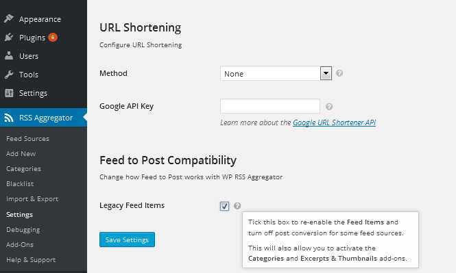WP RSS Aggregator Feed to Post Legacy Feed Items