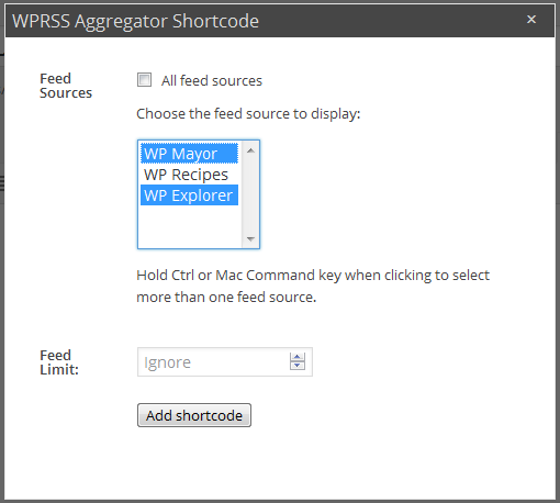 WP RSS Aggregator Shortcode