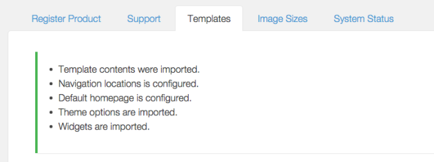 Jupiter Theme Successful Template Installation