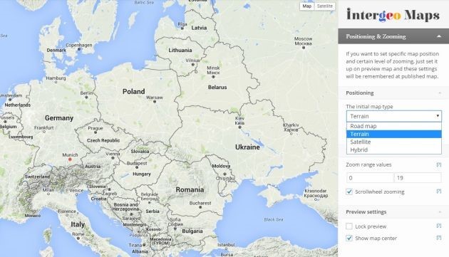 Position and Zooming Intergeo Maps