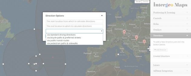 Directions in Intergeo Maps