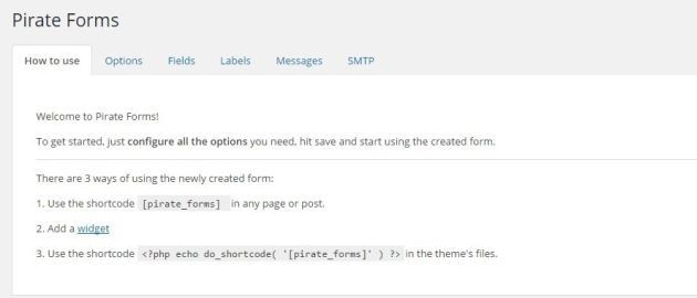 How to use Pirate Forms Plugin