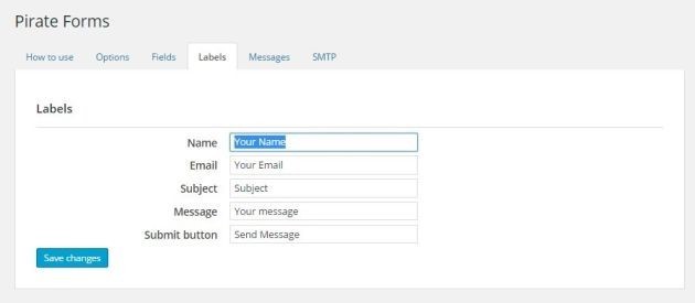 Configure Labels for Pirate Forms plugin