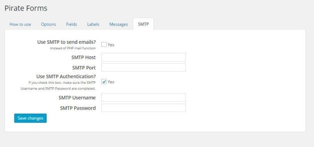 Configure SMTP options for Pirate Forms