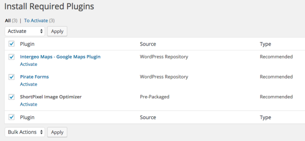 Activate Required Plugins