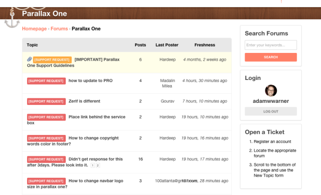 Parallax One Theme Support Forums