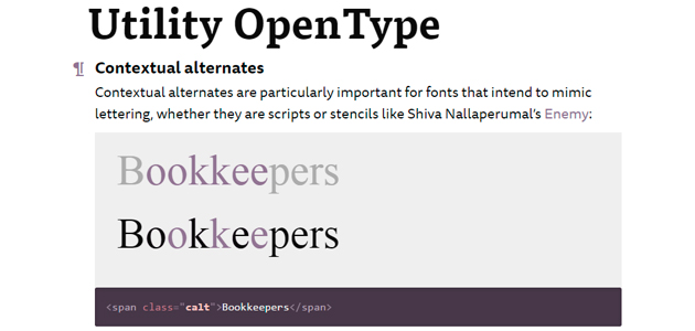 CSS Utilities for OTF Features Application