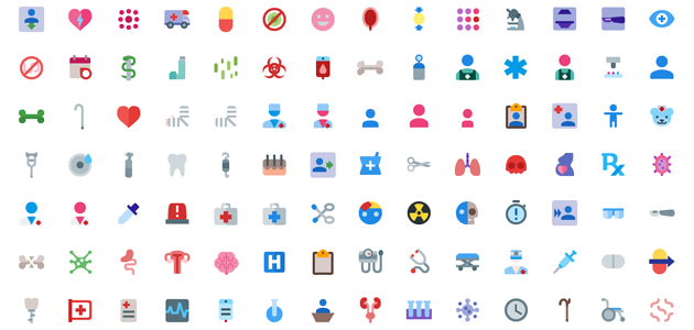 Material Style Medical Icons Set