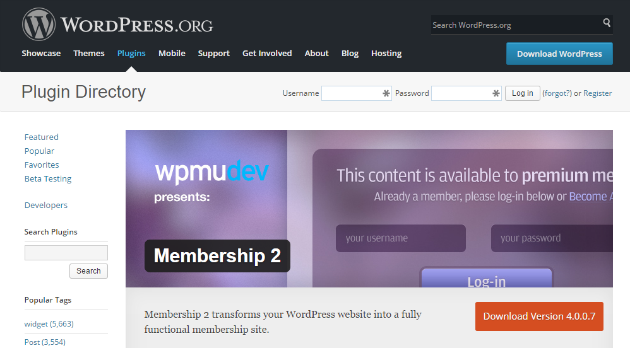 An image showing Membership 2 in the WordPress plugin directory.