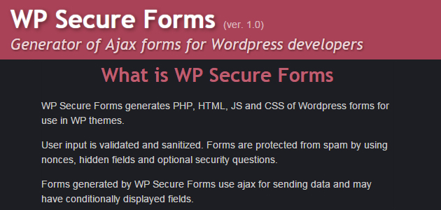WP Secure Forms: Ajax Forms Generator for WordPress 