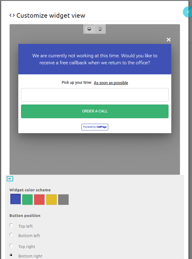 Callpage Customize