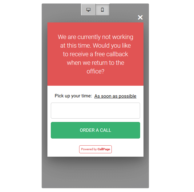 Callpage Mobile View