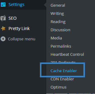 cache enabler settings