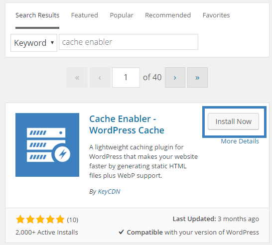 search for cache enabler