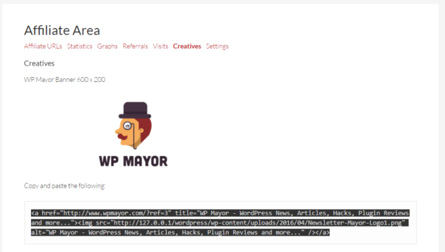 Affiliate Creatives on AffiliateWP