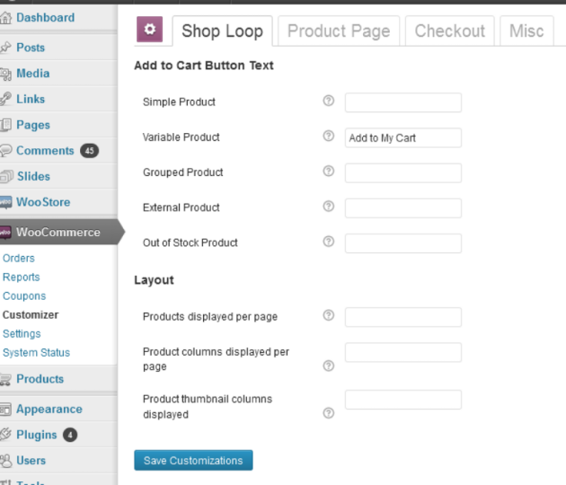 WooCommerce Customizer