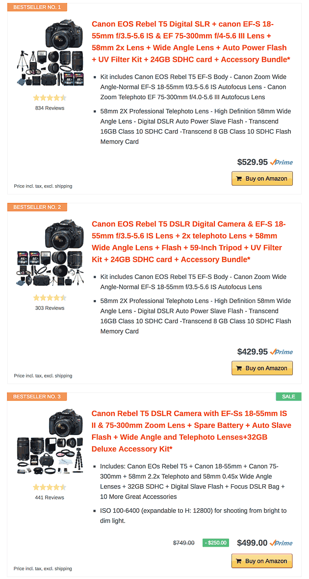 Amazon Affiliate for WordPress bestseller list